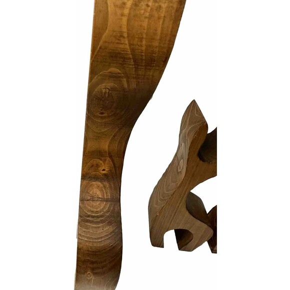 Vintage Set of 3 Hand Crafted Solid Wood Deer Reindeers - 10.5”, 7”, 4.5” Googly - Picture 5 of 9